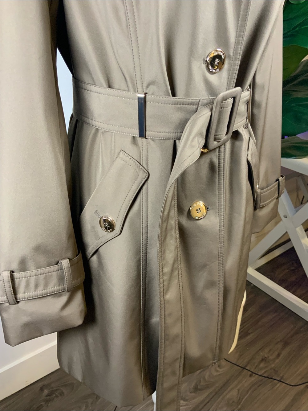 Calvin Klein Tan Trench Coat with Belt - Picture 7 of 16
